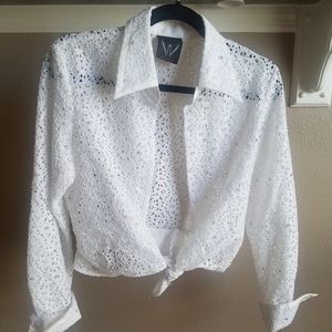 White lace blouse with embellishments
